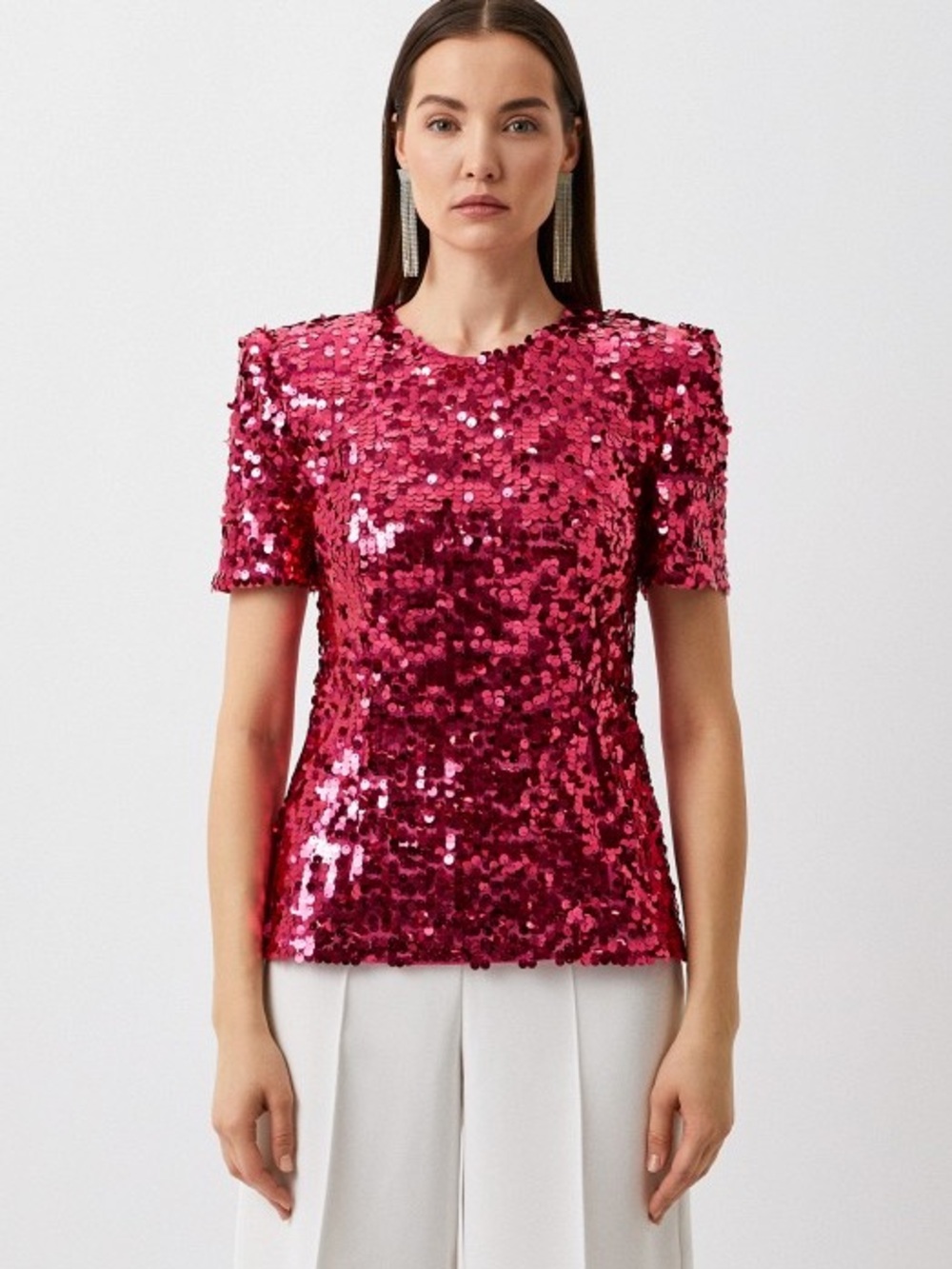 NEW Dolce & Gabbana Fall 2018 fuchsia sequin embellished top